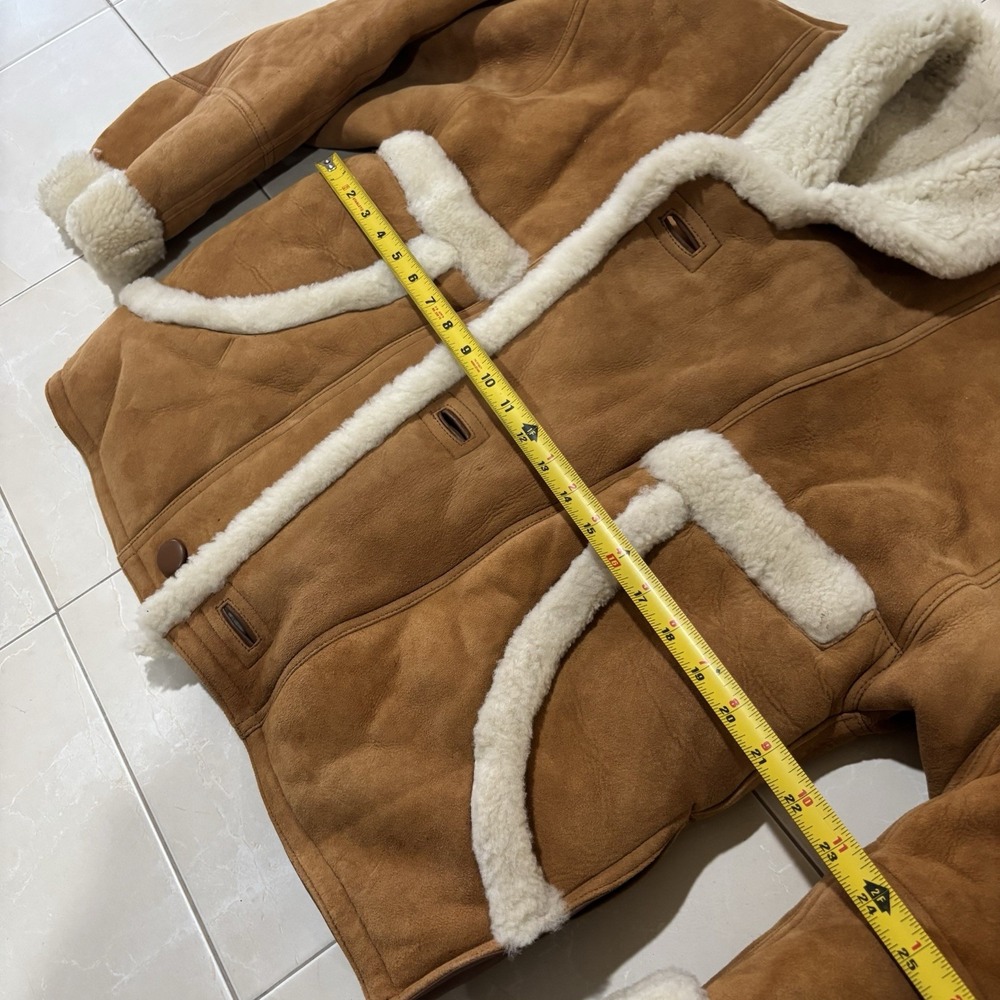 Sandro Paris Fur Leather Brown Winter Coat Lamb BRAND NEW FLAWED Shearling - Picture 14 of 16